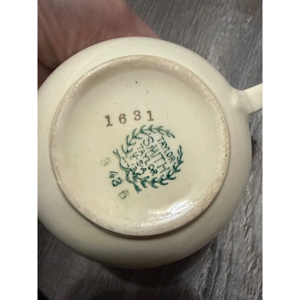 Vintage Taylor Smith Taylor 1631 Floral Creamer Pitcher Gold Trim USA Ceramic